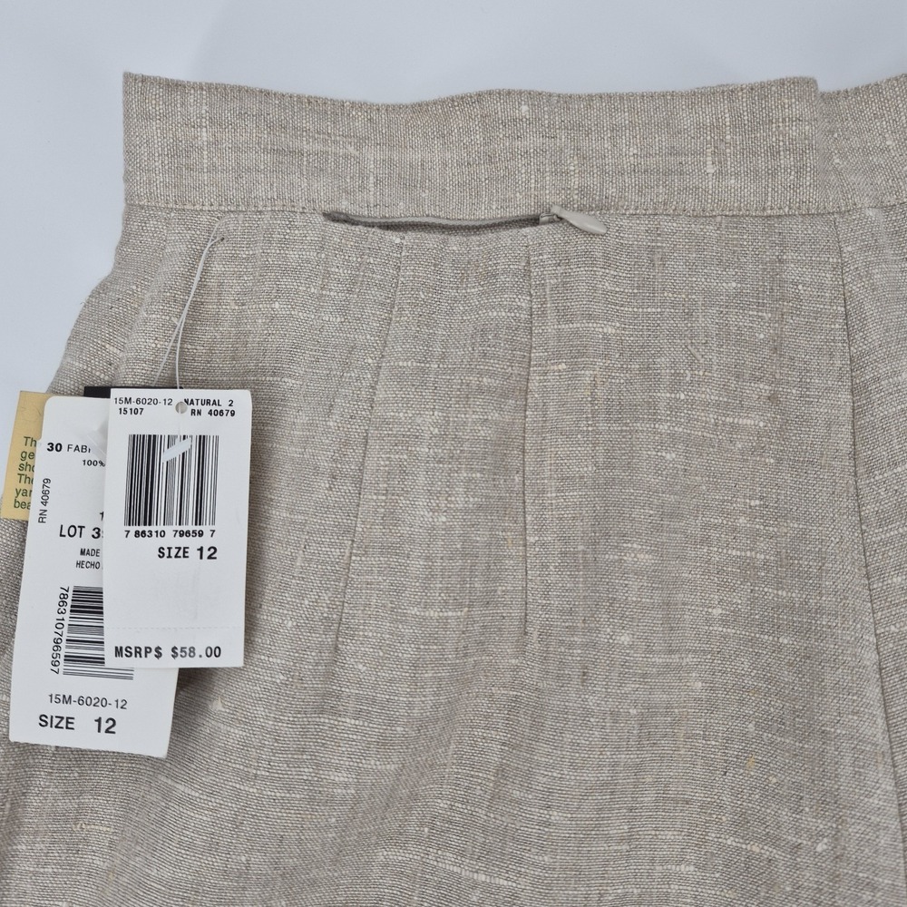 harve benard 90's  Women's Linen Cropped Pants Tan Wide Leg Trousers Coastal‎ 12 - Picture 10 of 13